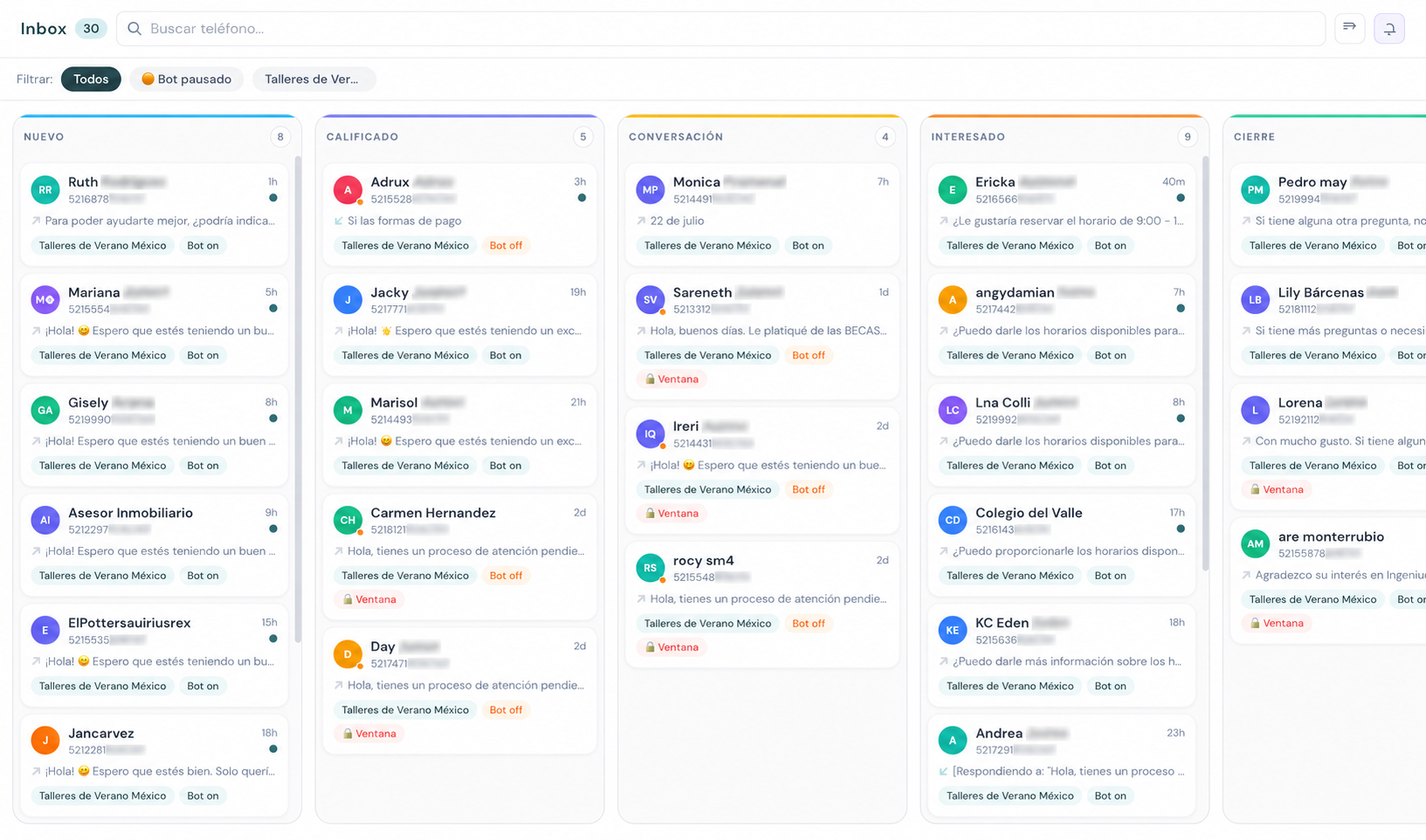 Demo de XUX CRM en acción - conversación automática